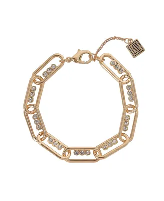 Laundry by Shelli Segal Gold Tone Chain Bracelet with Crystal Stone Accents