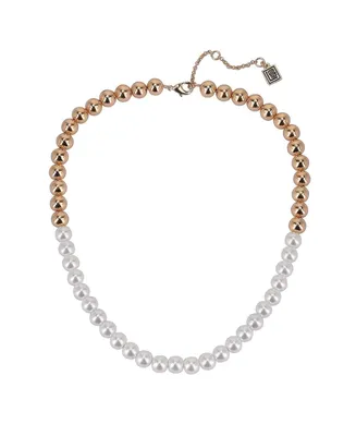 Laundry by Shelli Segal Gold Tone and Pearl Collar Necklace
