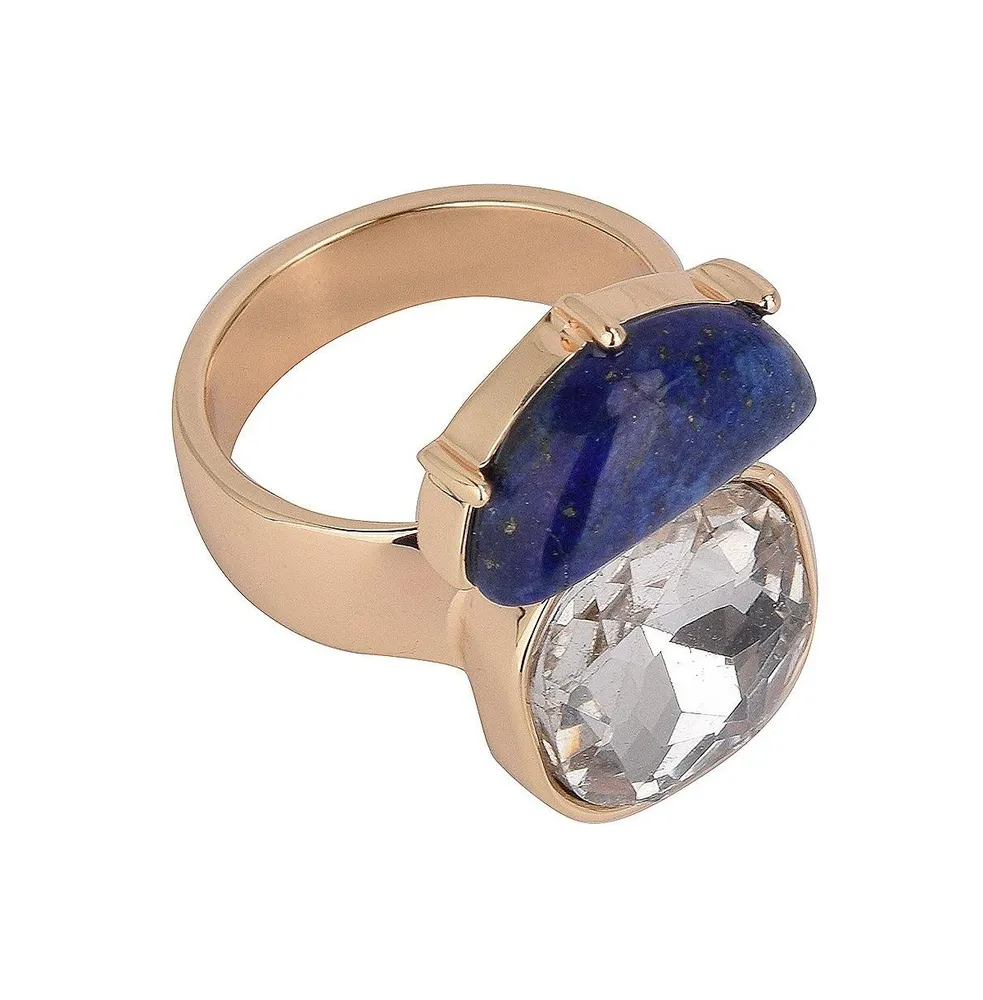 Laundry by Shelli Segal Gold Tone Crystal Stone and Semi-Precious Stone Cocktail Ring