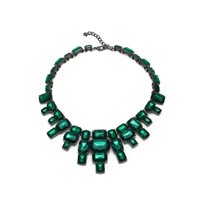 Sohi Women's Green Maxi Stone Statement Necklace