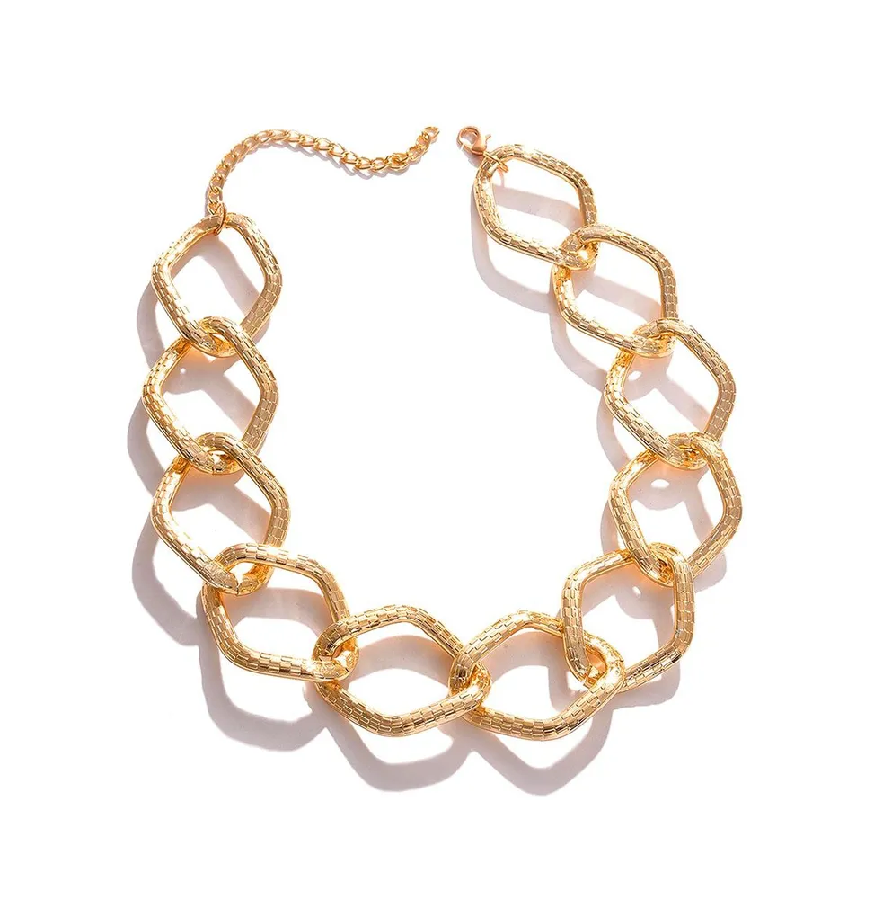 Sohi Women's Gold Metallic Chainlink Necklace