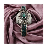 Sohi Women's Green Embellished Ethnic Statement Bracelet