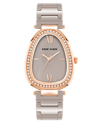 Anne Klein Women's Quartz Taupe Ceramic Link Bracelet Watch, 36mm