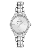 Anne Klein Women's Quartz Round Silver-Tone Alloy Link Bracelet Watch, 28mm - Silver