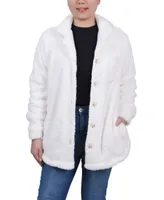 Ny Collection Women's Long Sleeve Button Front Sherpa Jacket