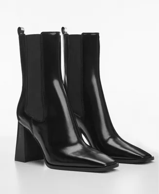 Mango Women's Elastic Panels Leather Ankle Boots