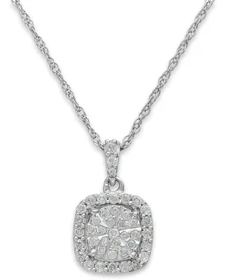 Diamond Cushion Pendant Necklace Sterling Silver (1/3 ct. t.w.)