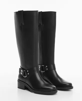 Mango Women's Buckles Leather Boots