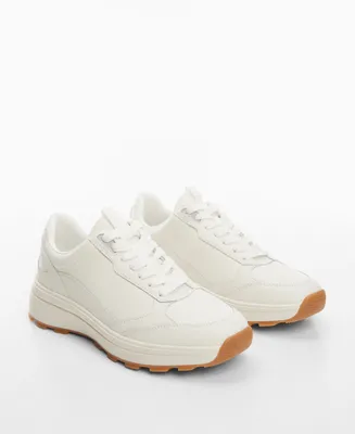 Mango Women's Lace-Up Leather Sneakers