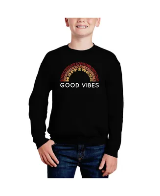 Good Vibes - Big Boy's Word Art Crewneck Sweatshirt