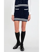 Women's Chenille Contrast Mini Skirt