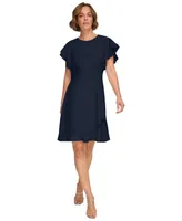 Dkny Women's Flutter-Sleeve Ruched Dress