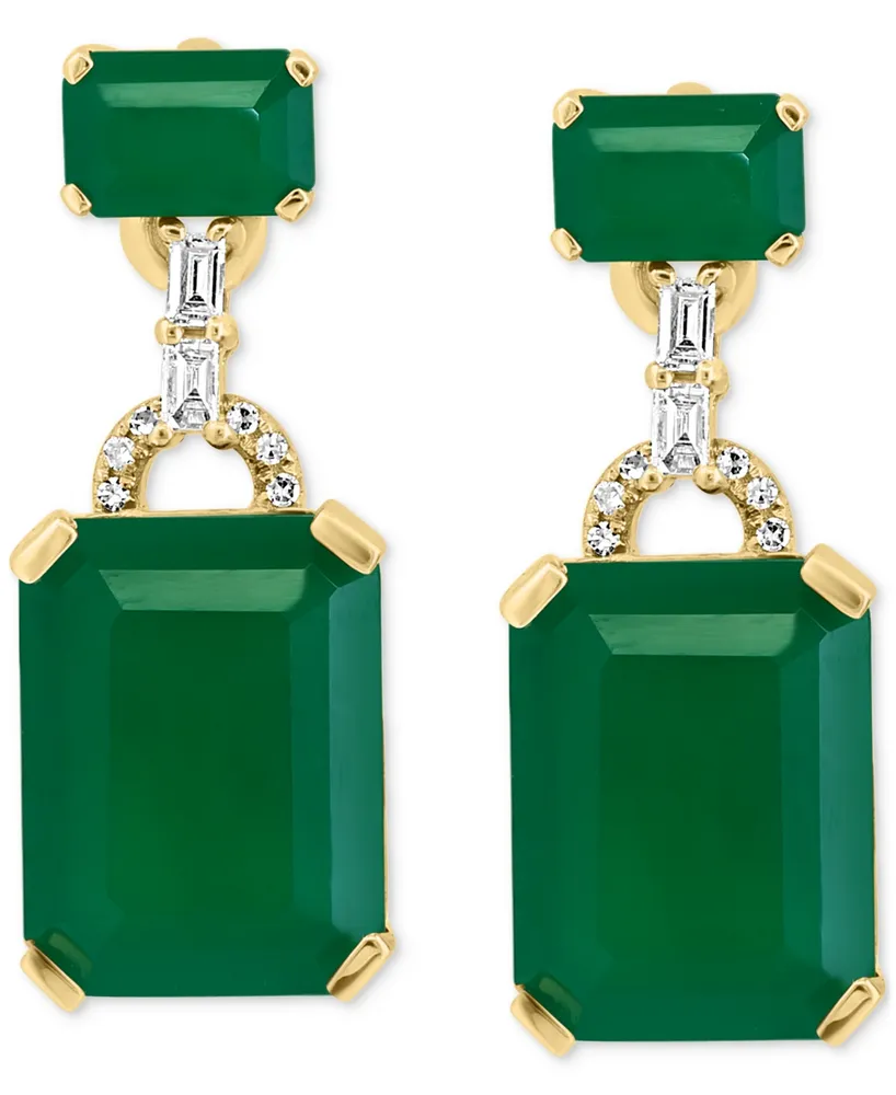 Effy Green Onyx & Diamond (1/8 ct. t.w.) Drop Earrings in 14k Gold