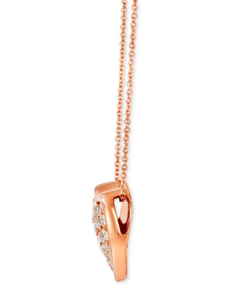 Le Vian Godiva x Le Vian Nude Diamond Heart Adjustable 20" Pendant Necklace (3/4 ct. t.w.) in 14k Rose Gold