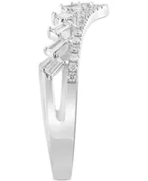 Effy Certified Diamond Round & Baguette V-Shaped Ring (1/3 ct. t.w.) in 14k White Gold