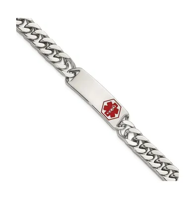 Chisel Stainless Steel Polished Red Enamel Medical Id 8.5" Bracelet