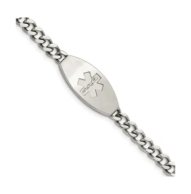 Chisel Stainless Steel Brushed Medical Id 8.5 inch Curb Chain Bracelet