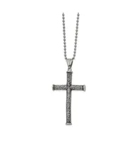 Chisel Antiqued Polished Cross Pendant on a Ball Chain Necklace