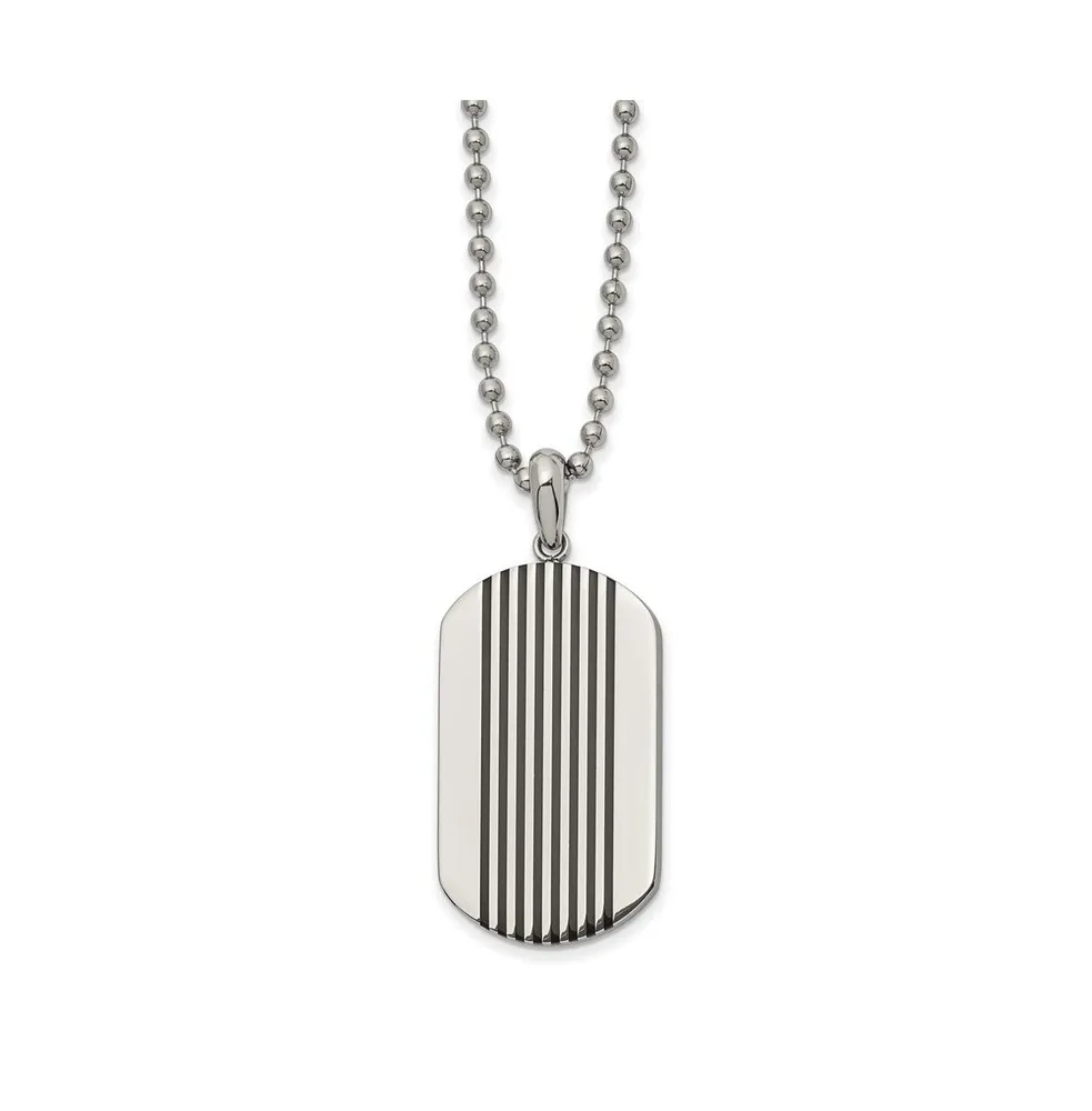 Chisel Black Enamel Stripes Dog Tag Ball Chain Necklace