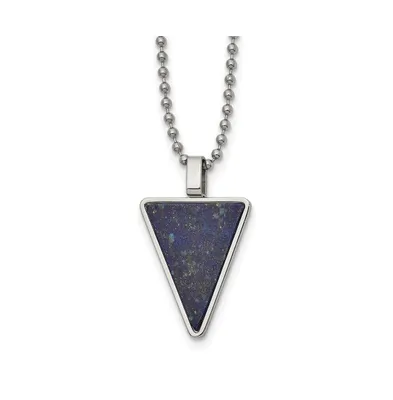 Chisel Polished with Lapis Triangle Pendant on a Ball Chain Necklace