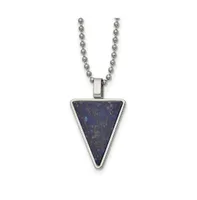 Chisel Polished with Lapis Triangle Pendant on a Ball Chain Necklace