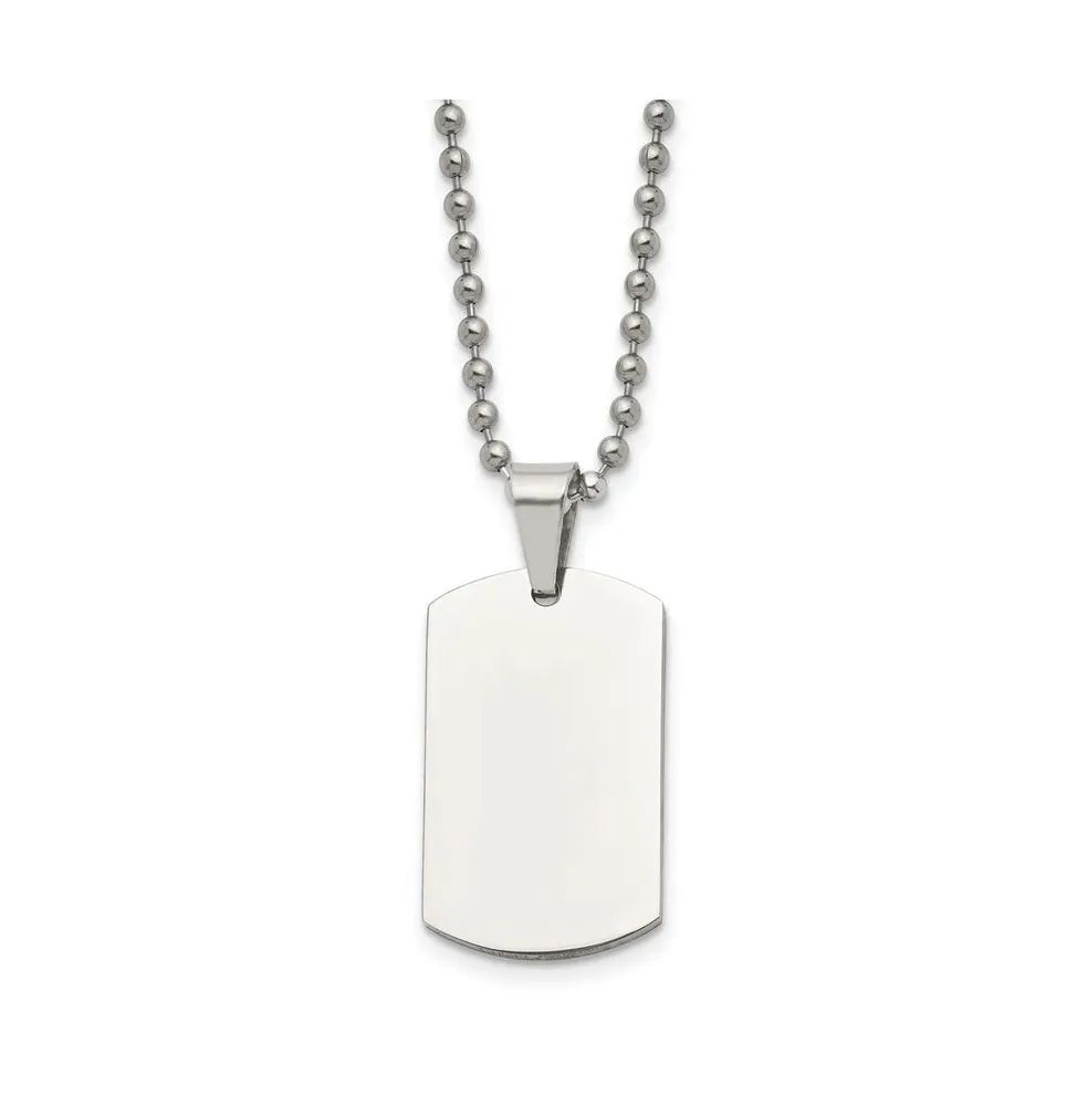 Chisel Brushed 2mm Reversible Dog Tag Ball Chain Necklace