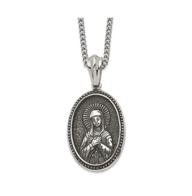 Chisel Antiqued Our Lady of Guadalupe Pendant Cable Chain Necklace