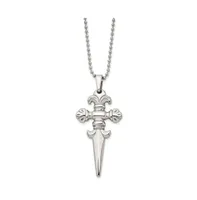 Chisel Polished Dagger Pendant on a Ball Chain Necklace