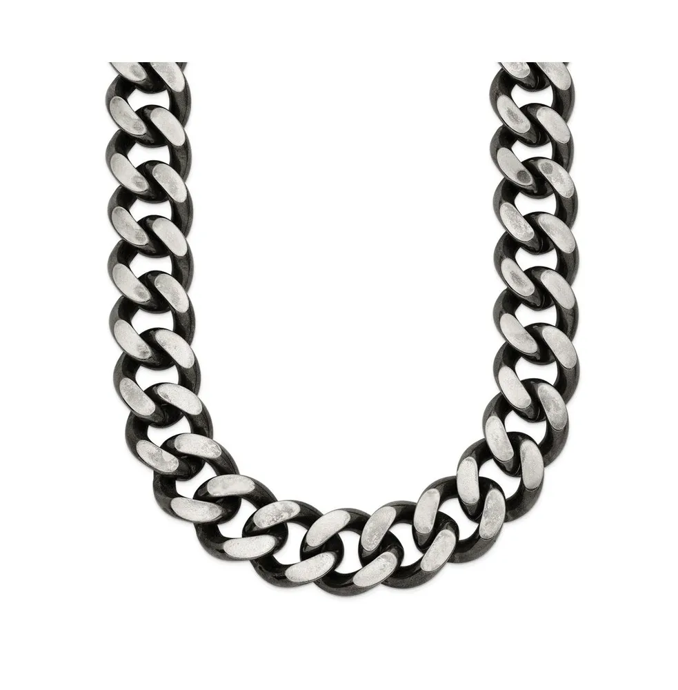 Chisel Stainless Steel Oxidized 13.75mm 24 inch Curb Chain Necklace