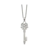 Chisel Polished Heart Key Pendant on a Cable Chain Necklace