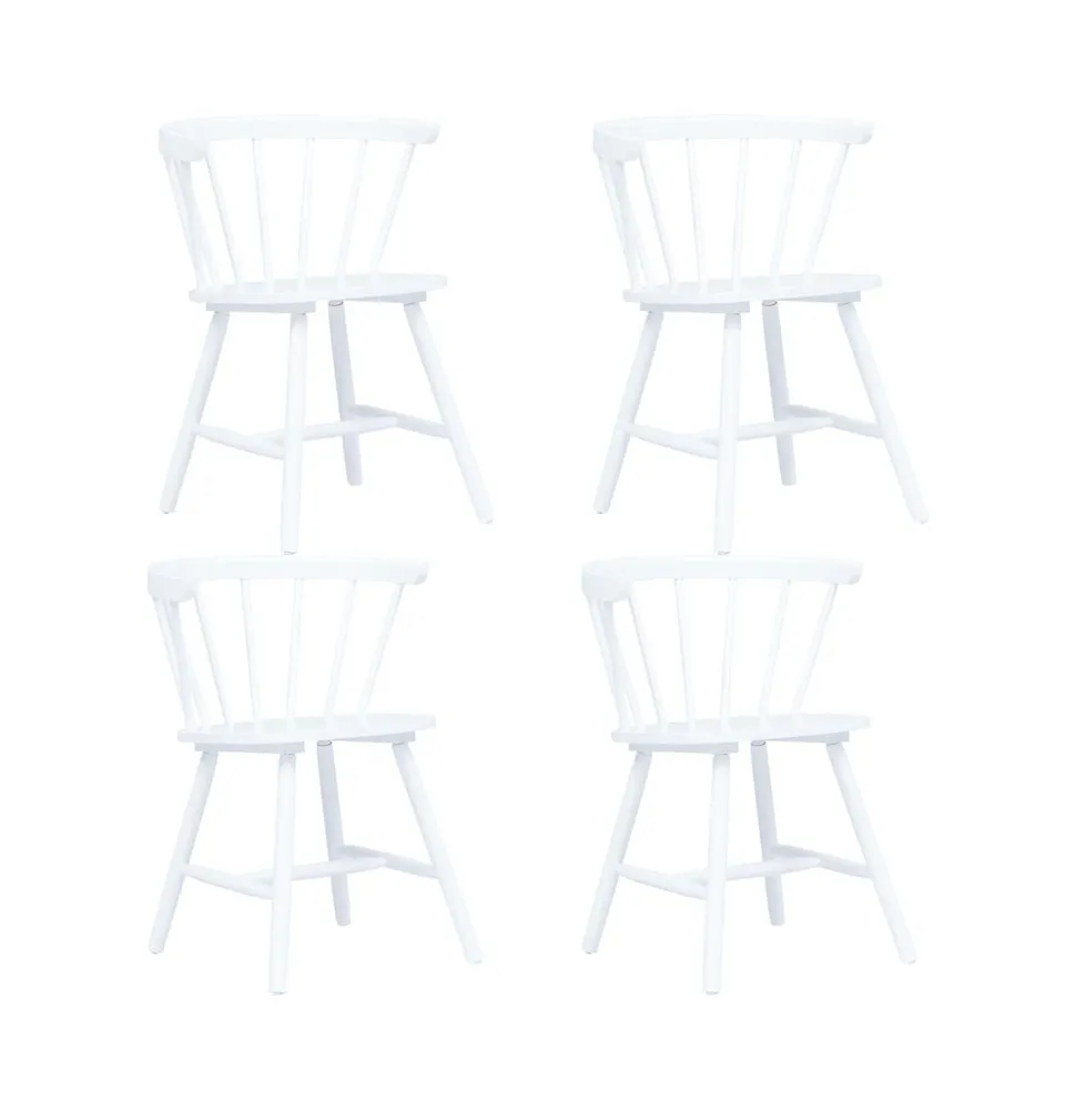 Dining Chairs 4 pcs White Solid Rubber Wood