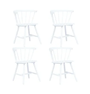 Dining Chairs 4 pcs White Solid Rubber Wood