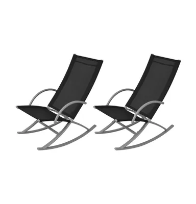 Patio Rocking Chairs 2 pcs Steel and Text Ilene Black