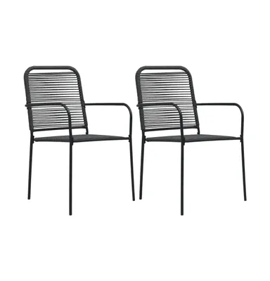 Patio Chairs pcs Cotton Rope and Steel Black