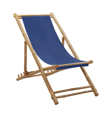 Deck Chair Bamboo and Canvas Navy Blue