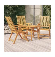 Reclining Patio Chairs 3 pcs Solid Wood Acacia