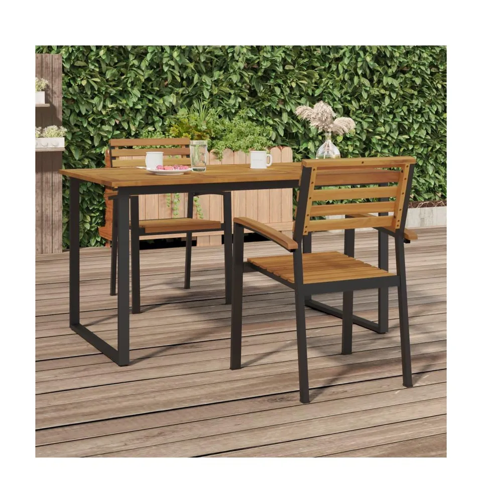 Stackable Patio Chairs pcs Solid Wood Acacia and Metal