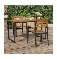 Stackable Patio Chairs pcs Solid Wood Acacia and Metal