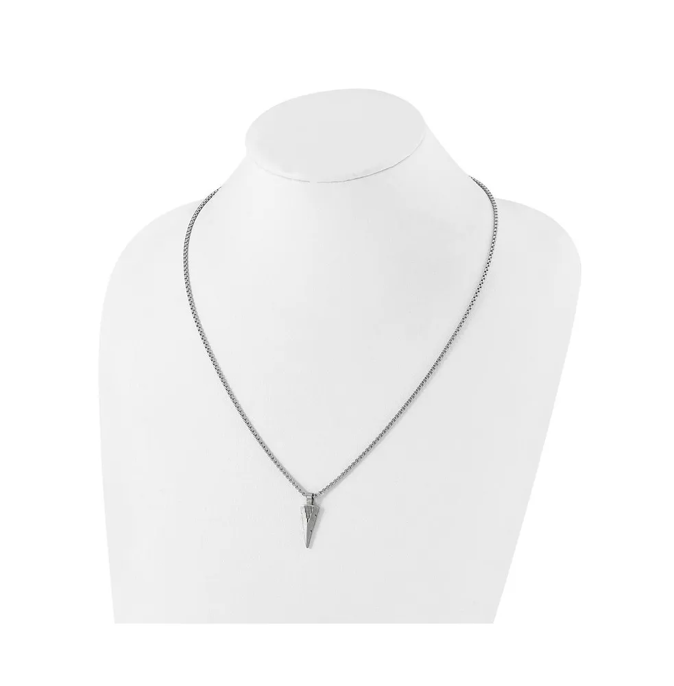 Chisel Brushed Arrow Head Pendant on a Box Chain Necklace