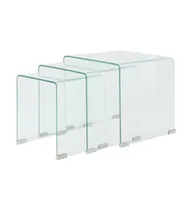 Three Piece Nesting Table Set Tempered Glass Clear