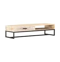 Coffee Table White 46.1"x19.7"x11.8" Solid Acacia Wood