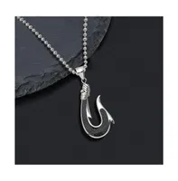 Chisel Black Carbon Fiber Inlay Hook Pendant Ball Chain Necklace