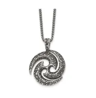 Chisel Antiqued Spiral Pendant on a Curb Chain Necklace