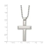 Chisel Brushed and Polished Cross Pendant on a Ball Chain Necklace