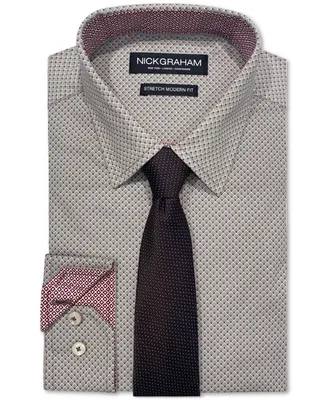 Nick Graham Men's Art Deco Squares Dress Shirt & Tie Set