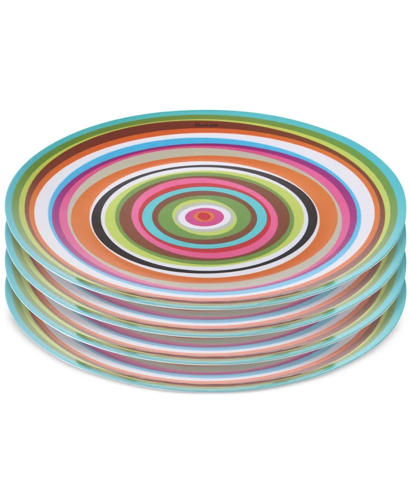 French Bull Ring Melamine Dinner Plates, Set of 4