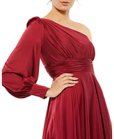 Women's Ieena One Shoulder Bishop Sleeve Flowy Gown