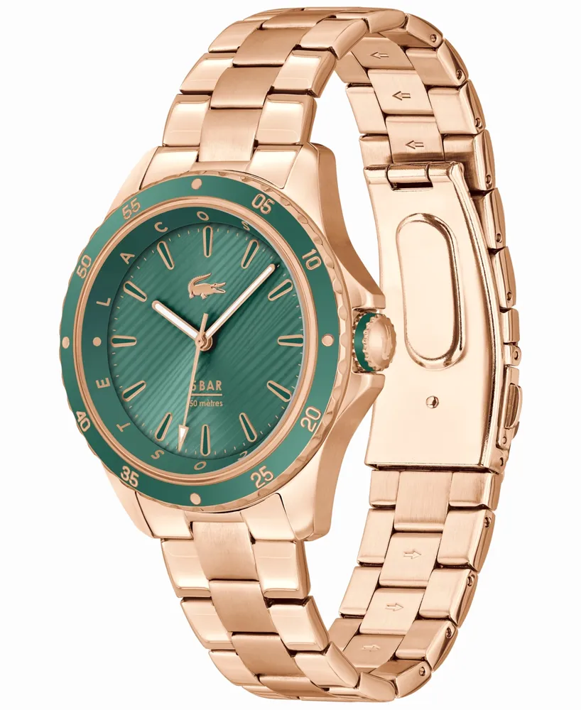 Lacoste Women's Santorini Quartz Carnation Gold-Tone Stainless Steel Bracelet Watch 36mm