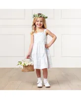Hope & Henry Big Girls Organic Sleeveless Tiered Seersucker Sundress