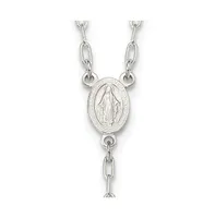 Sterling Silver Polished Rosary Pendant Necklace 26"